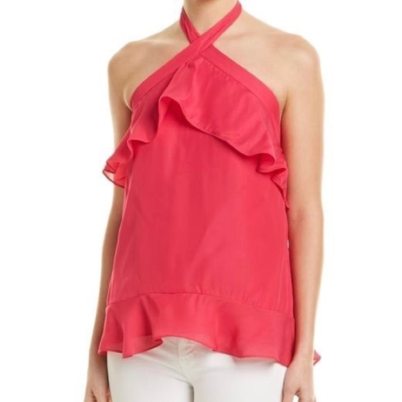 Parker Tops - Parker Nashley Silk Blend Ruffle Halter Top Size S